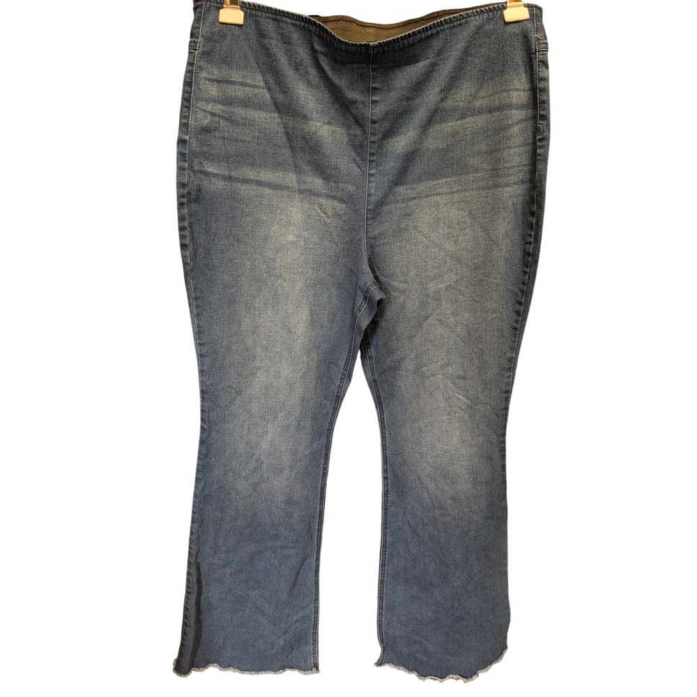 Knox Rose Pull On Jeans Women XXL Blue Excellent Flare Raw Hem Boho High Rise